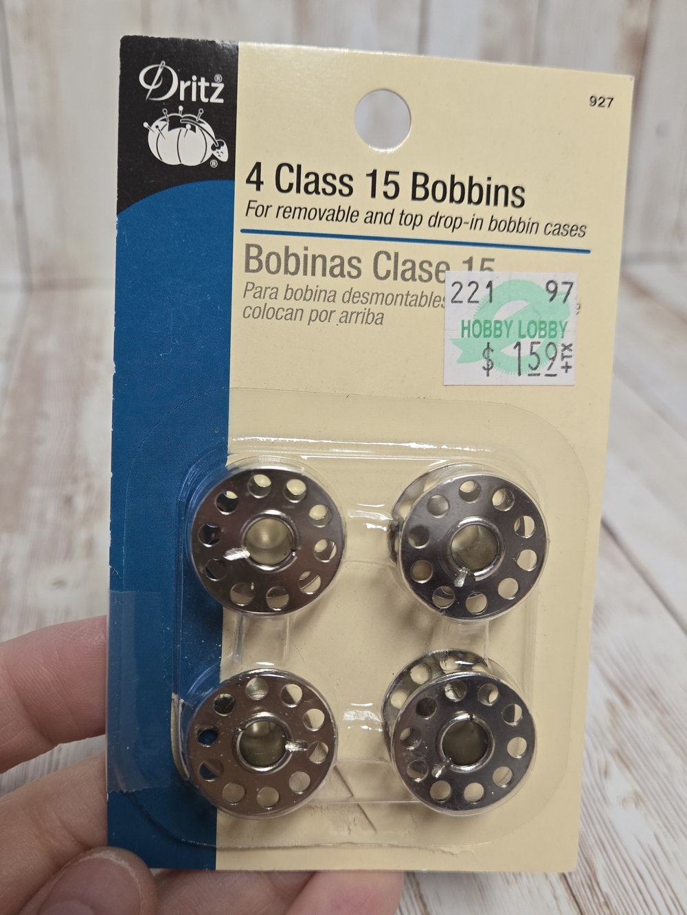 Dritz Class 15 Metal Bobbins (4) Sewing Machine Open Pkg Unused